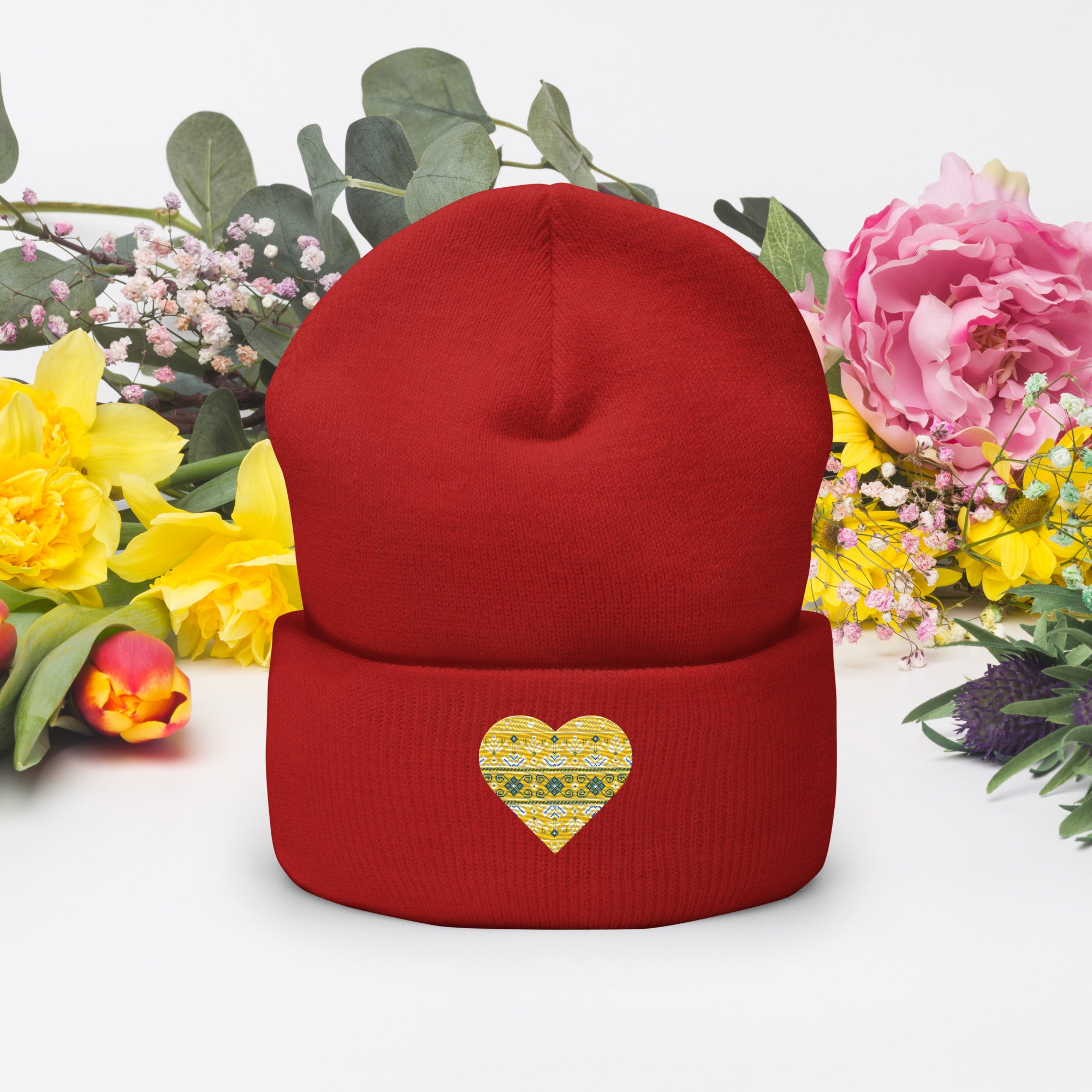 Cuffed Beanie "Embroidery heart"