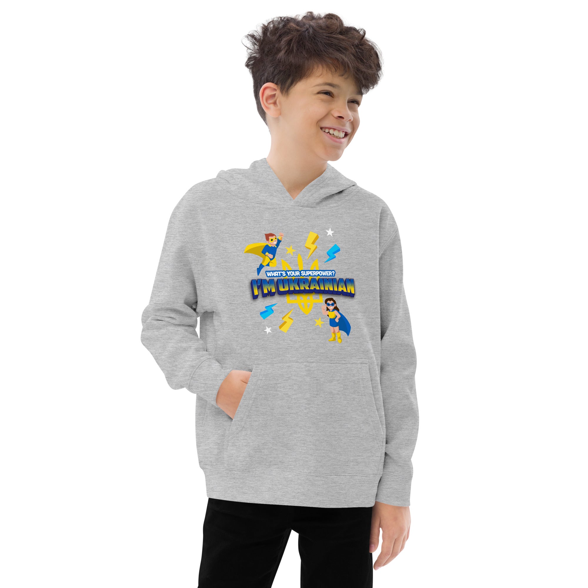 Kids fleece hoodie "Ukrainian hero"