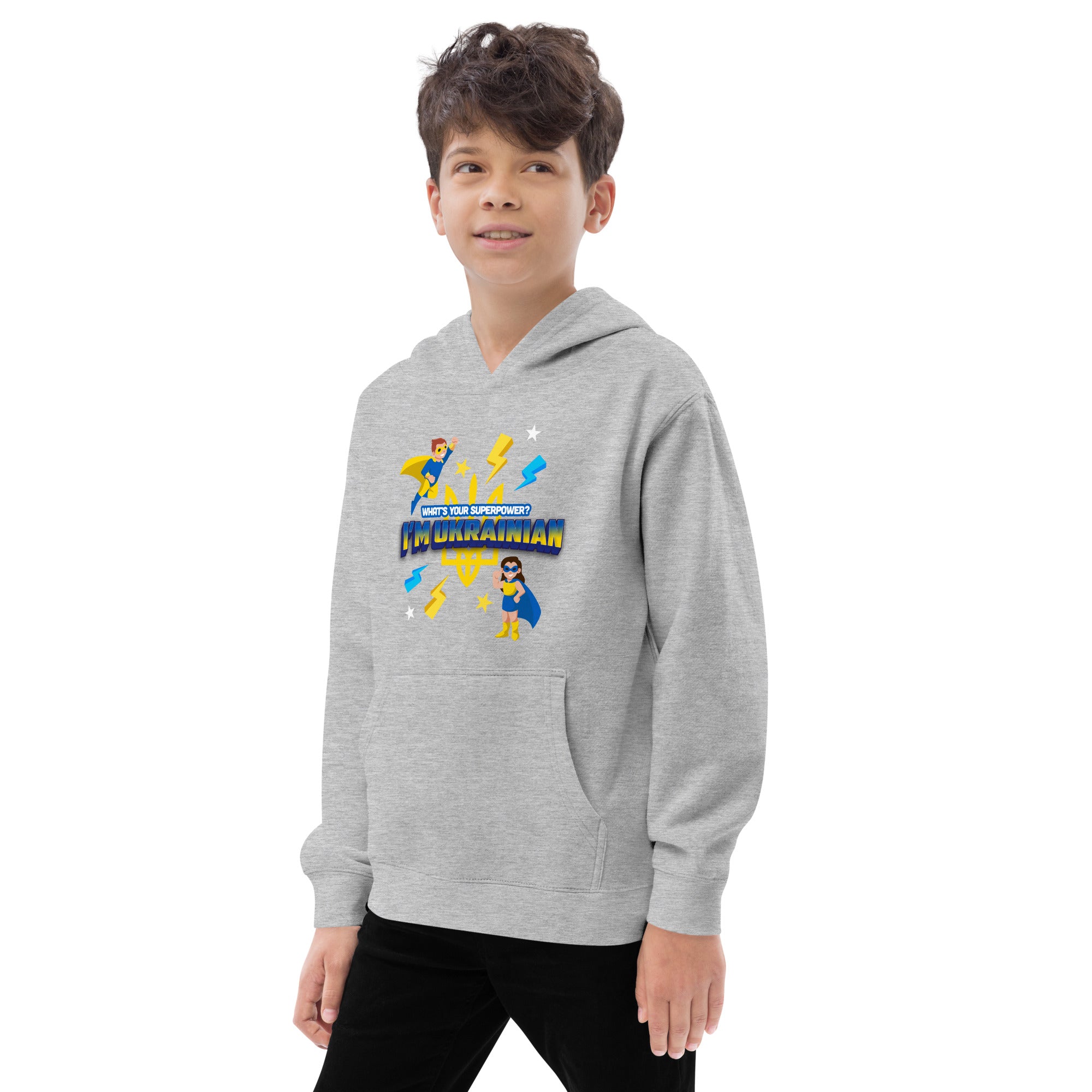 Kids fleece hoodie "Ukrainian hero"