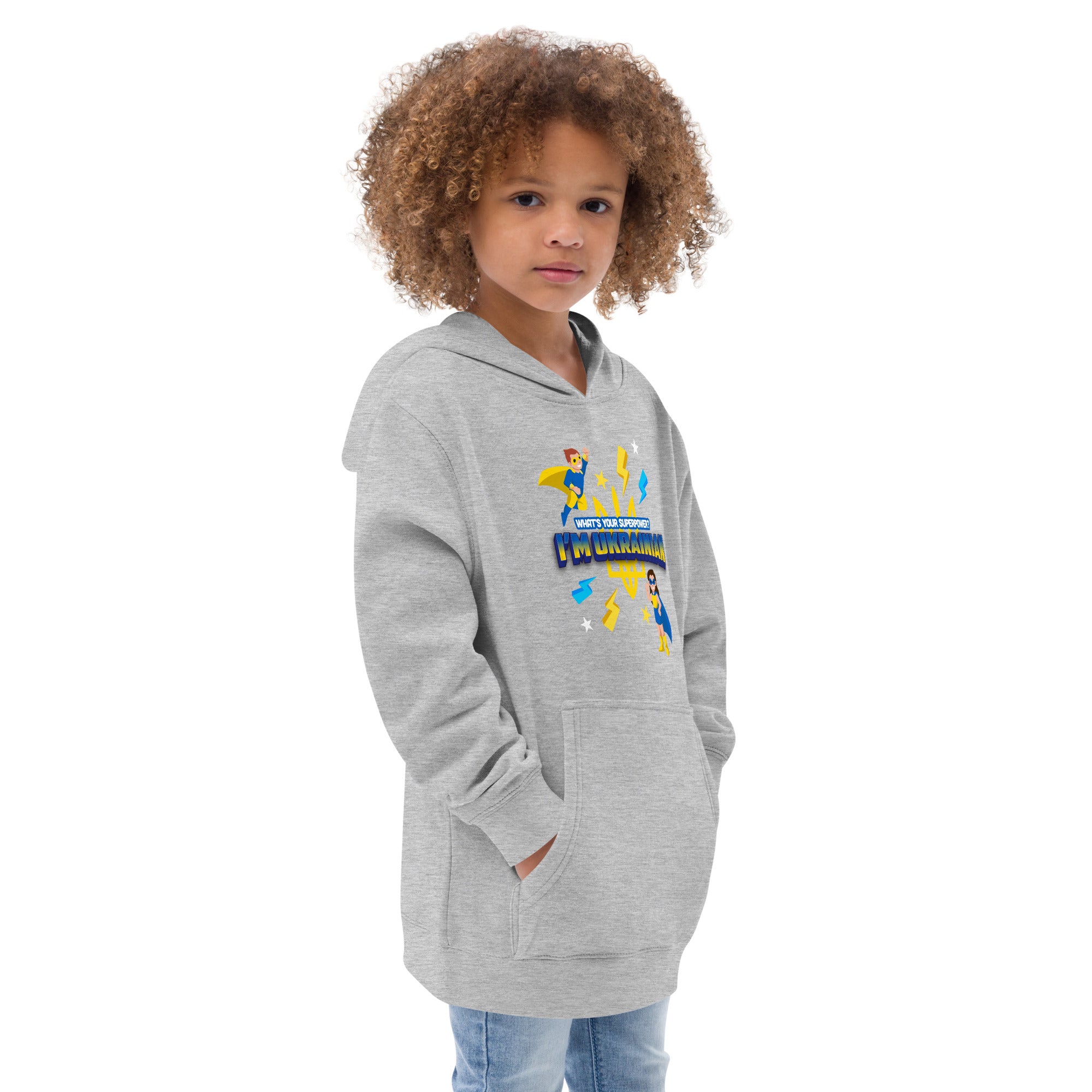 Kids fleece hoodie "Ukrainian hero"