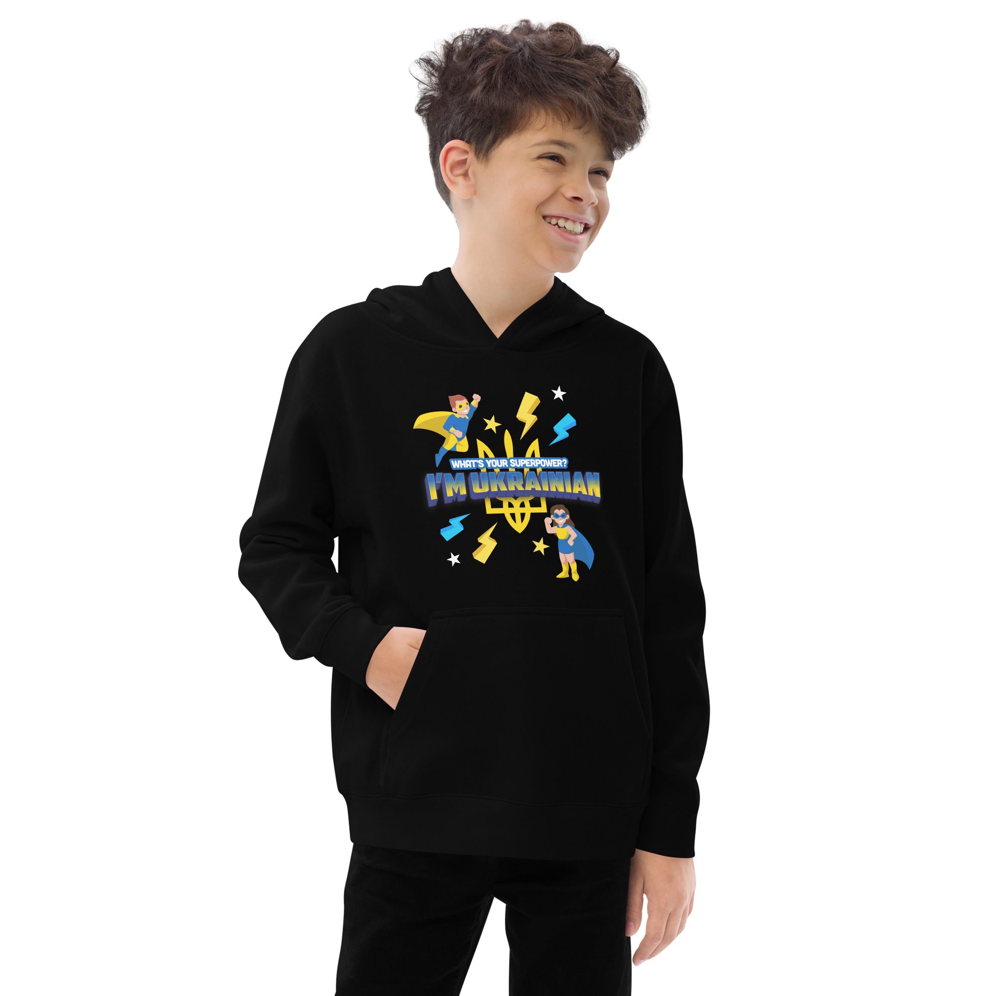 Kids fleece hoodie "Ukrainian hero"