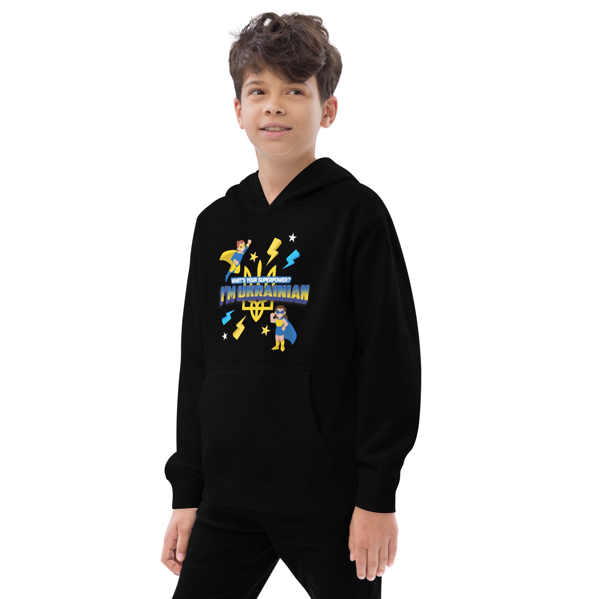 Kids fleece hoodie "Ukrainian hero"