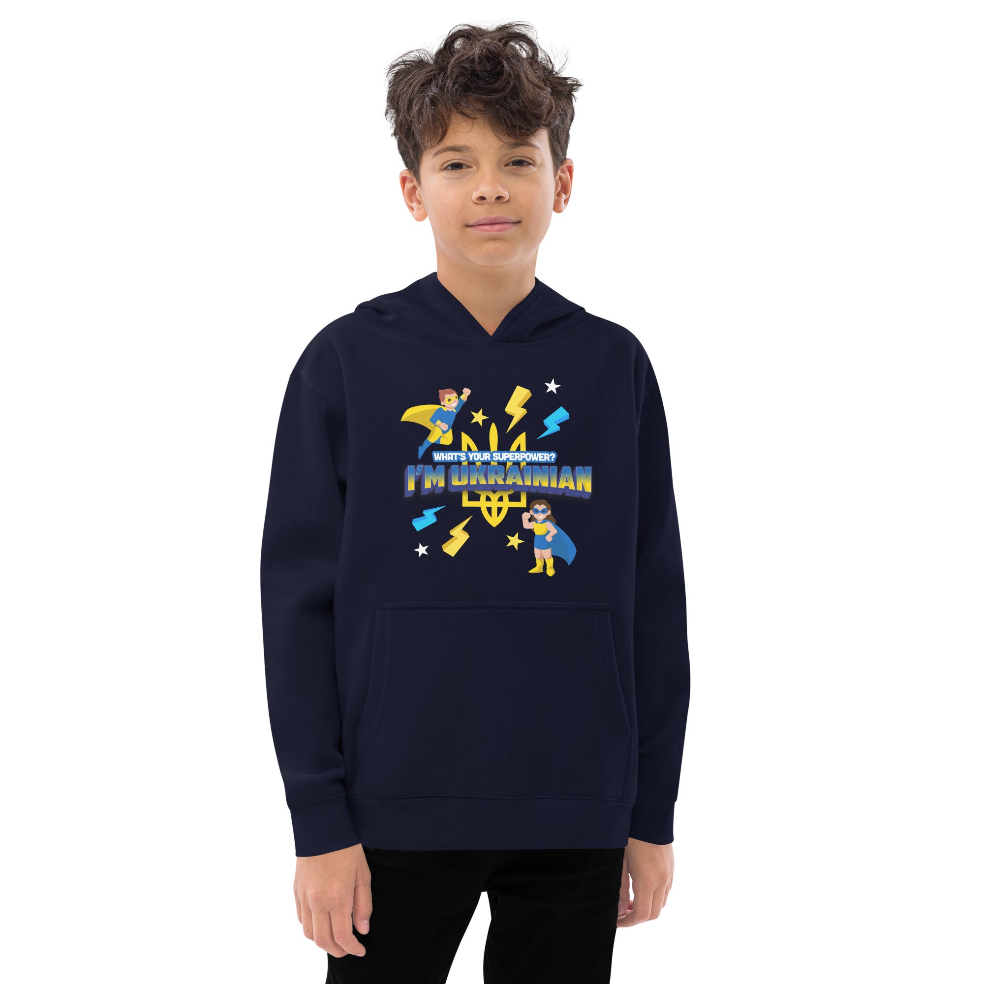 Kids fleece hoodie "Ukrainian hero"