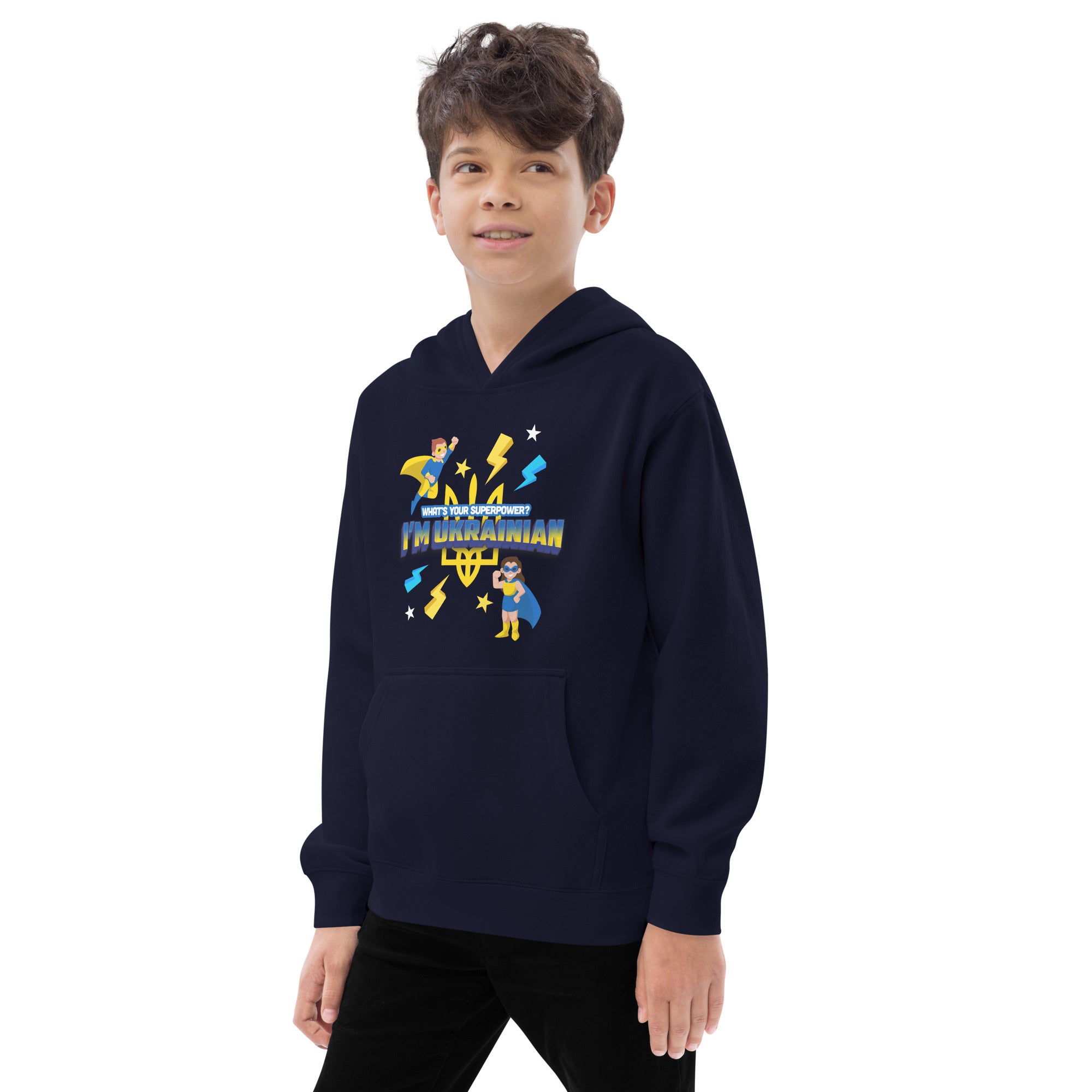 Kids fleece hoodie "Ukrainian hero"