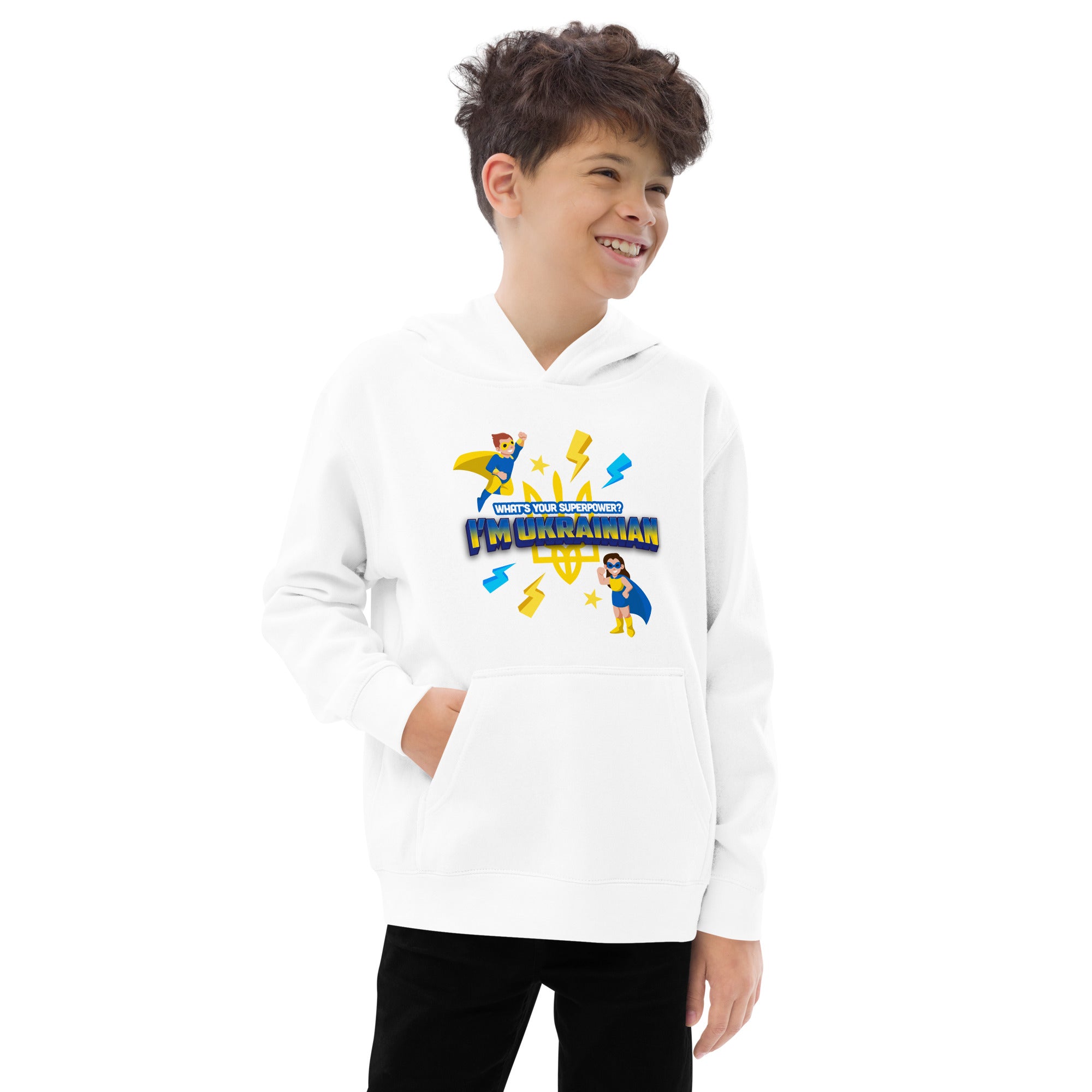 Kids fleece hoodie "Ukrainian hero"