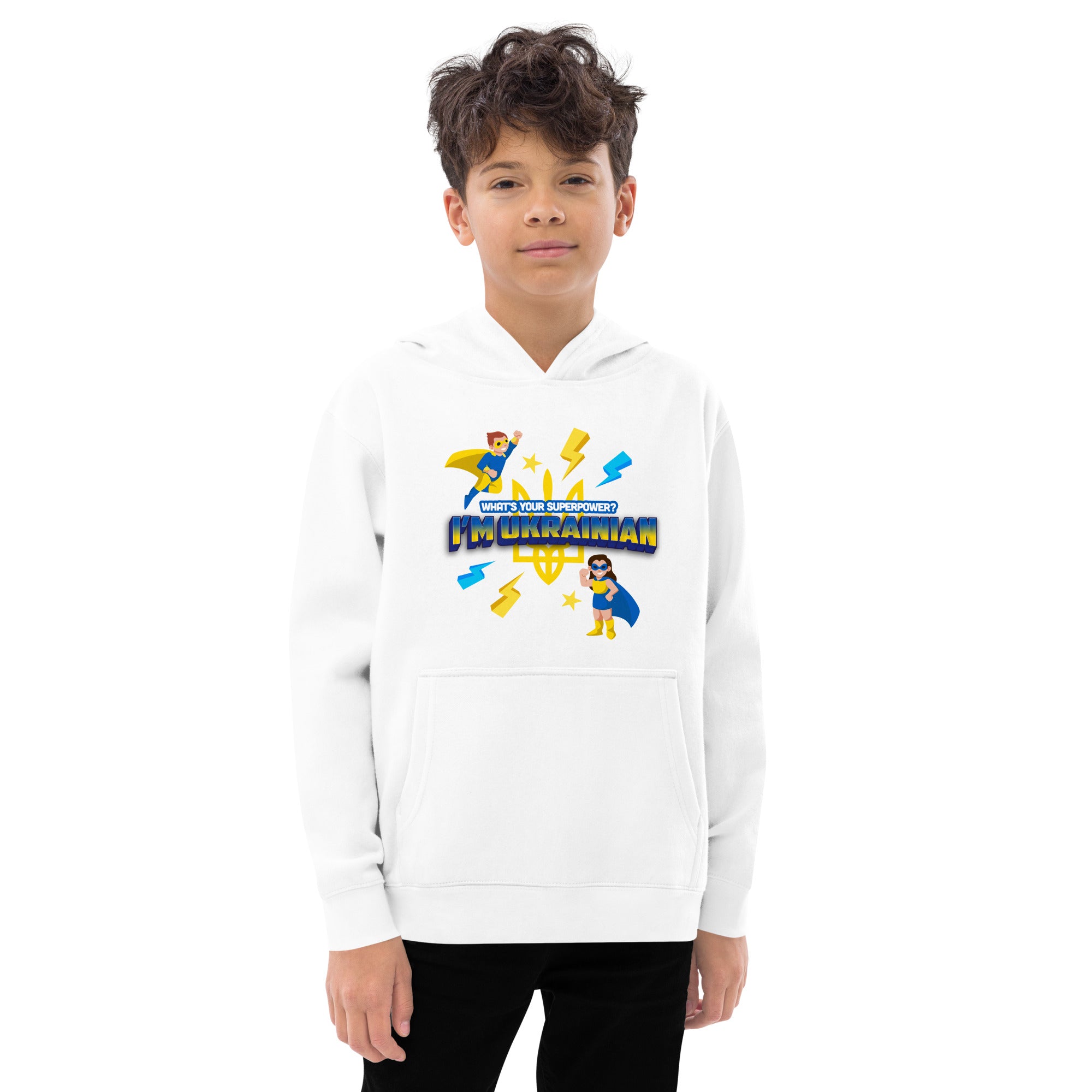 Kids fleece hoodie "Ukrainian hero"