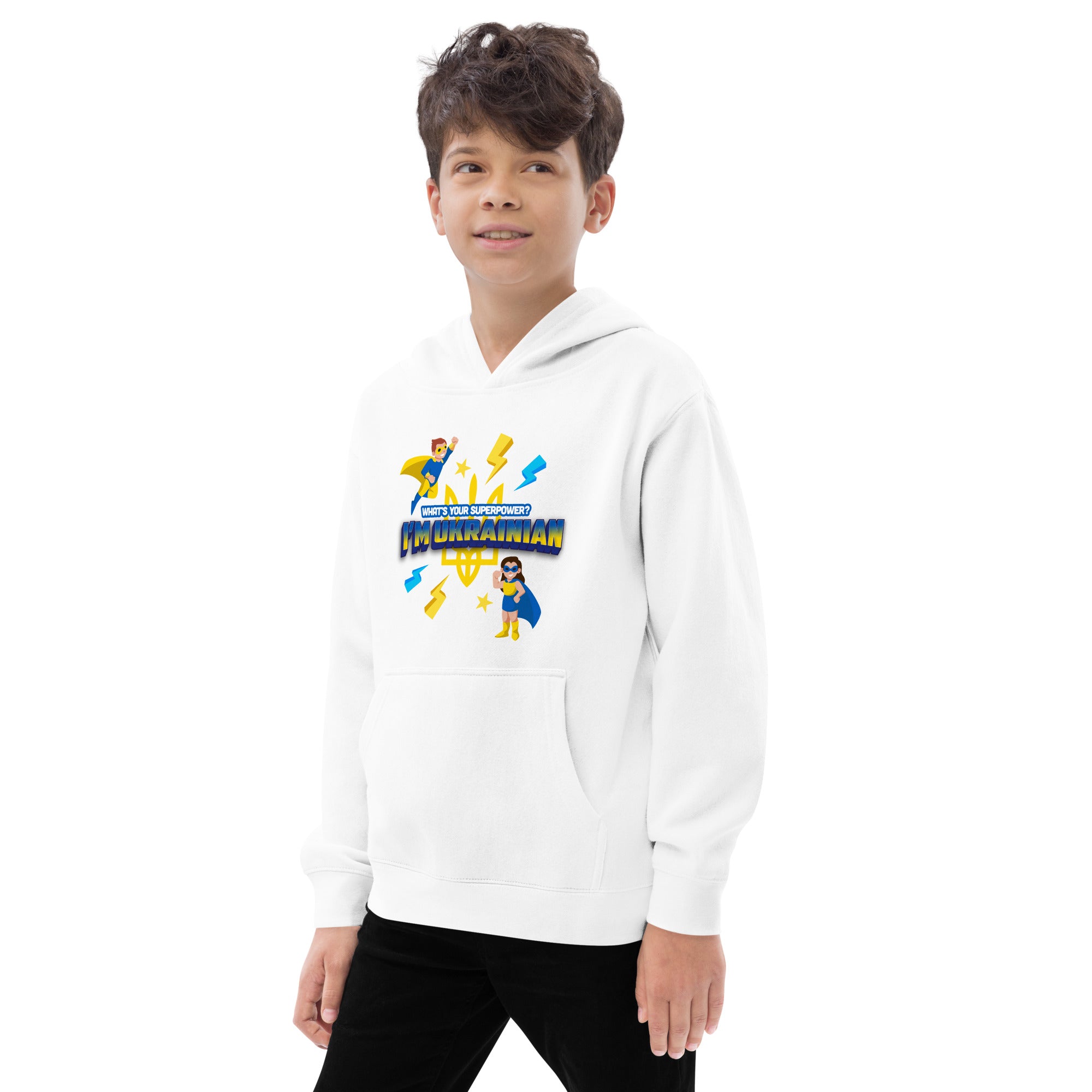 Kids fleece hoodie "Ukrainian hero"