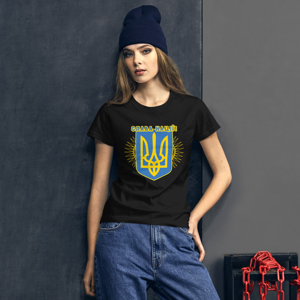 Women's short sleeve t-shirt "Слава Нації"