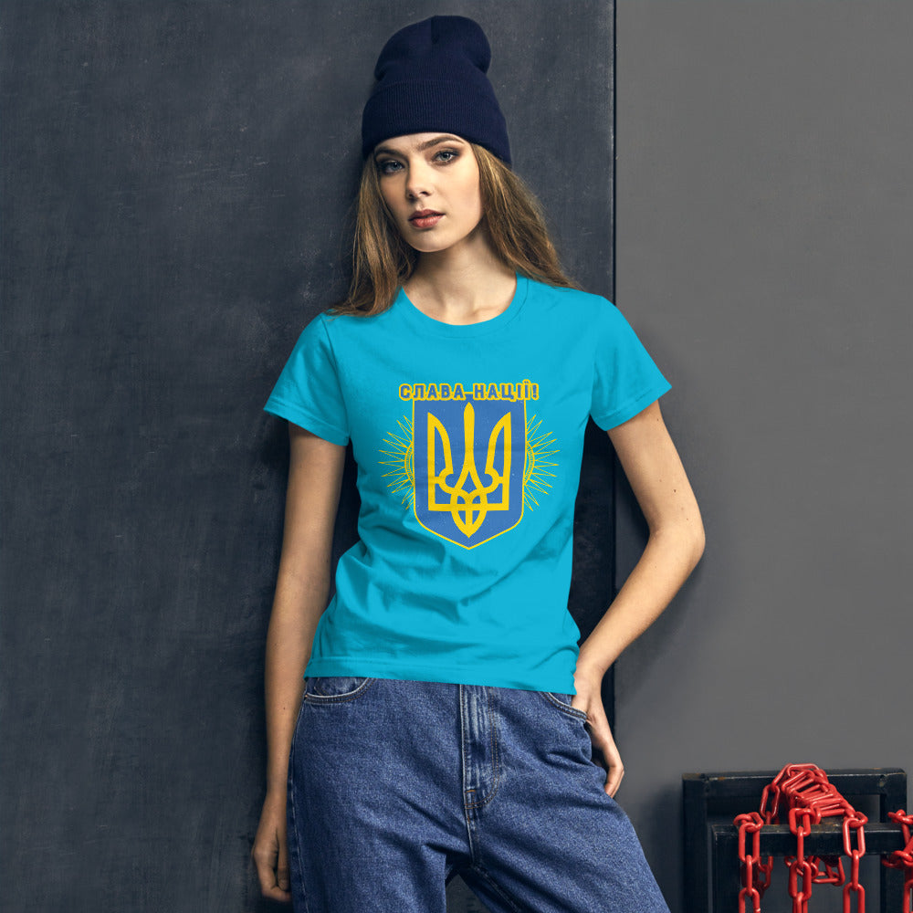 Women's short sleeve t-shirt "Слава Нації"