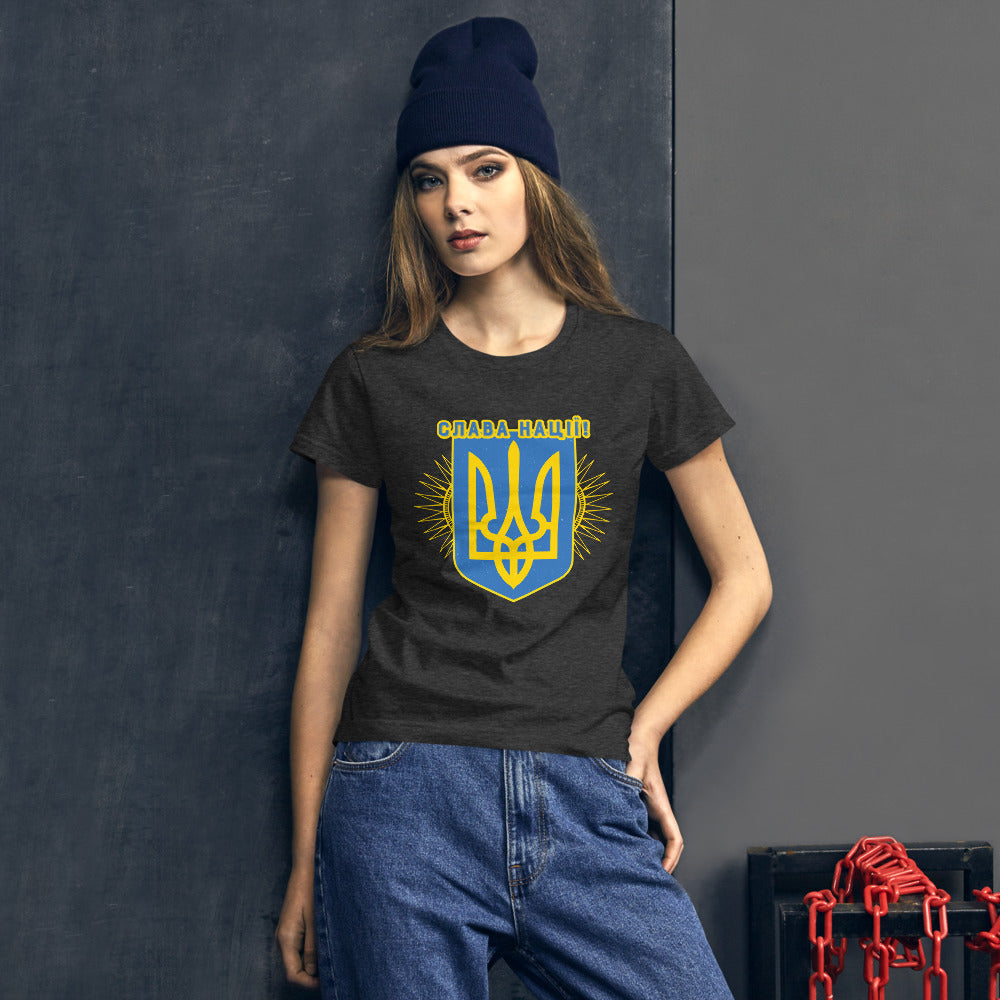 Women's short sleeve t-shirt "Слава Нації"