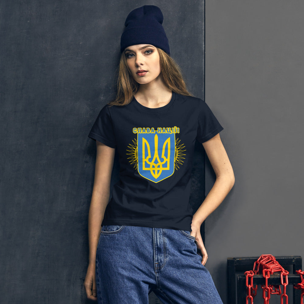 Women's short sleeve t-shirt "Слава Нації"