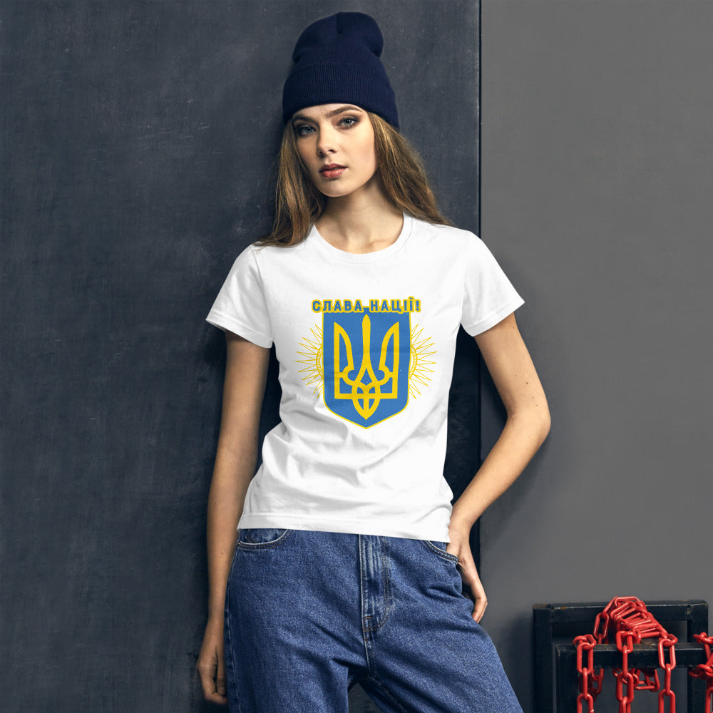 Women's short sleeve t-shirt "Слава Нації"