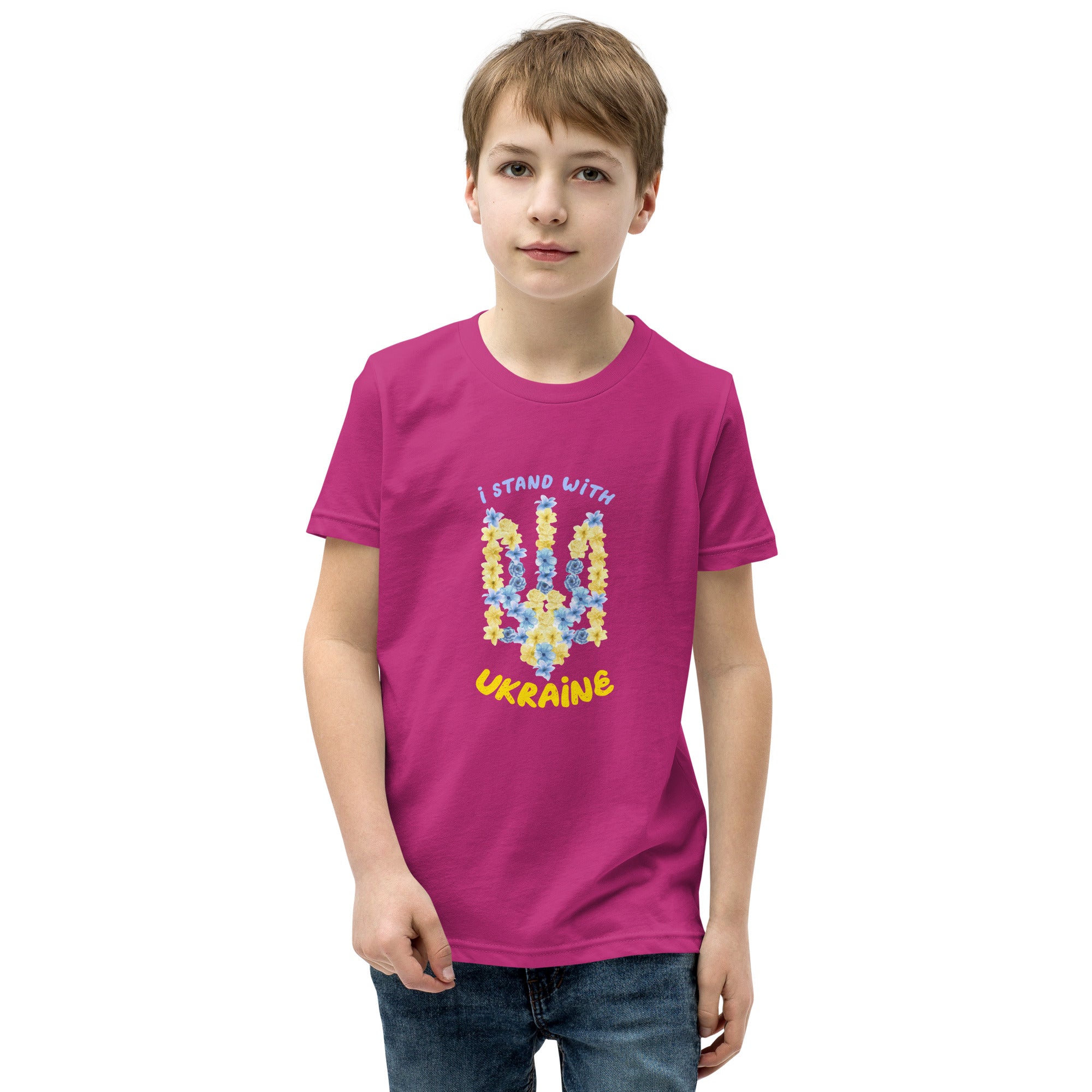 Youth Short Sleeve T-Shirt "I stand with Ukraine"