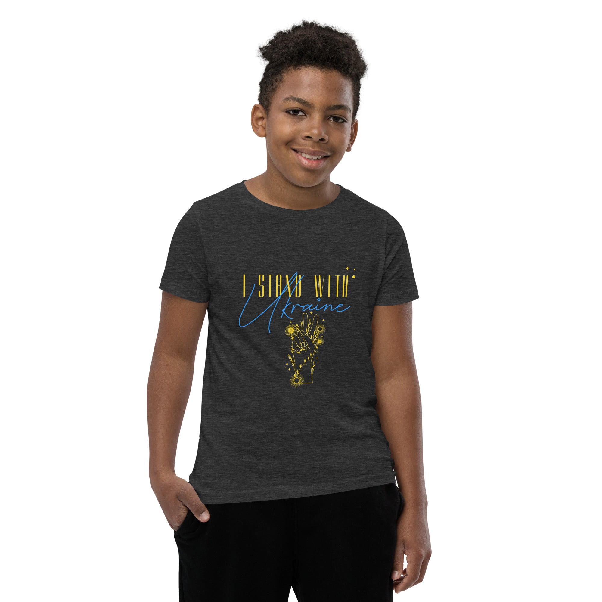 Youth Short Sleeve T-Shirt "I stand with Ukraine"