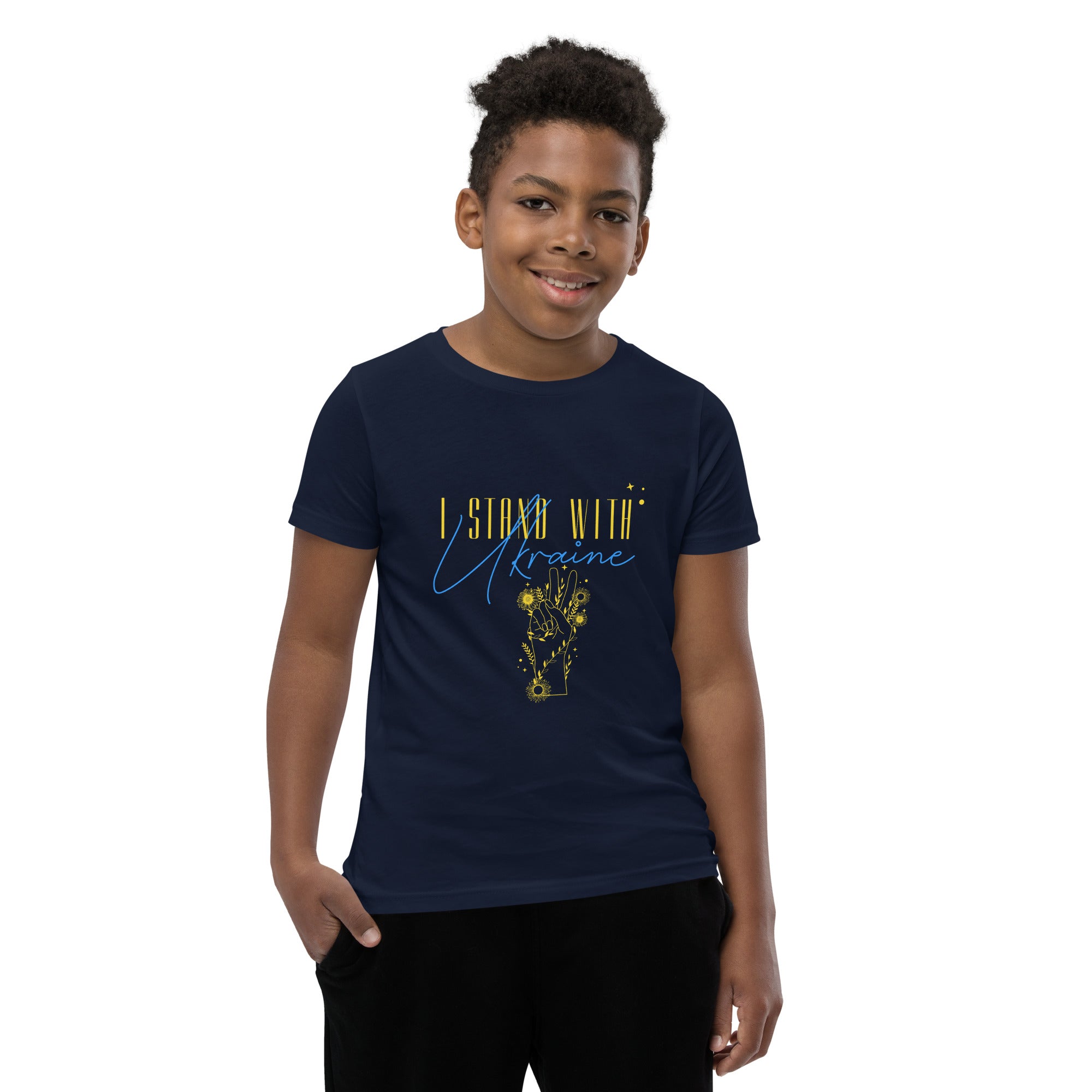 Youth Short Sleeve T-Shirt "I stand with Ukraine"