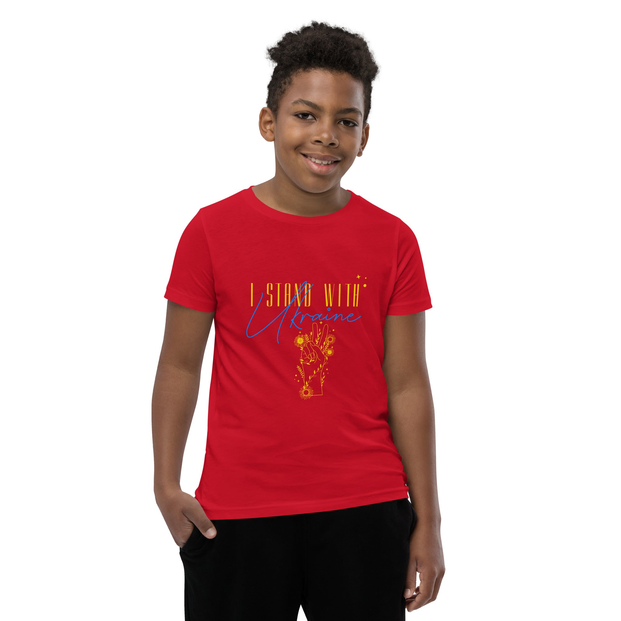 Youth Short Sleeve T-Shirt "I stand with Ukraine"